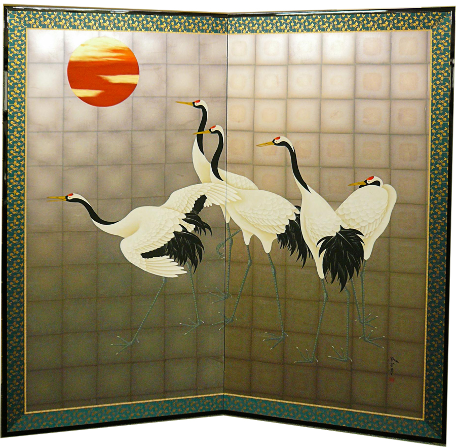 Rising Sun with Five Cranes
