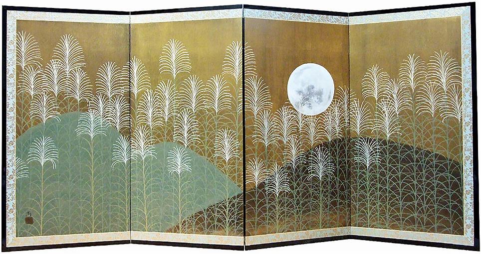 満月にススキ－Full Moon & Pampas Grass－