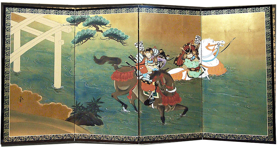宇治川戦陣-Horseback battle by the river-